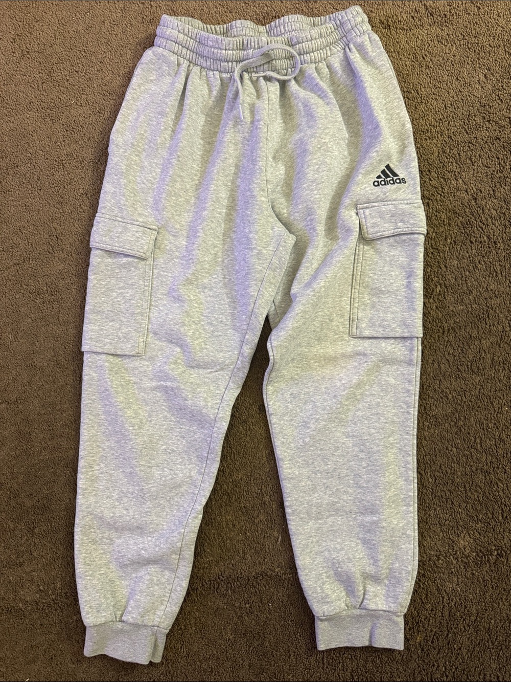 Adidas Light Gray Cargo Joggers w/ Drawstring Size S